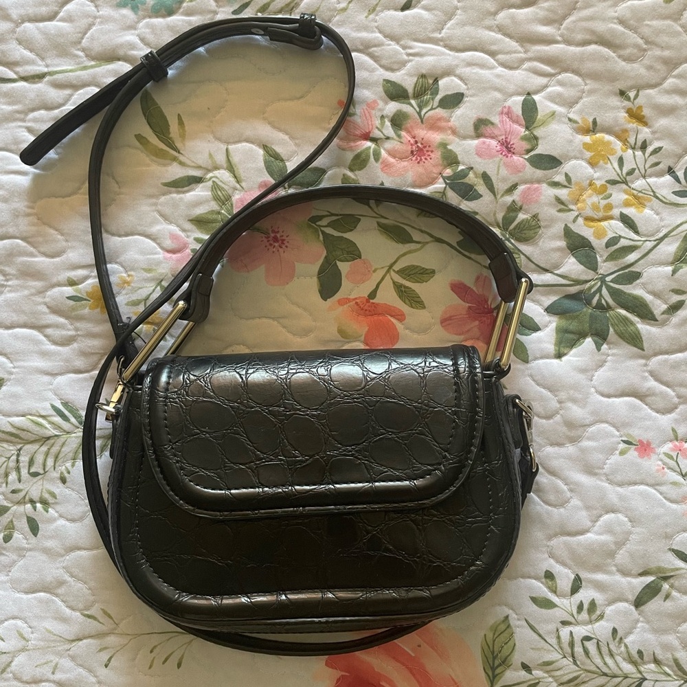 Zara Faux Black Leather Crossbody Bag